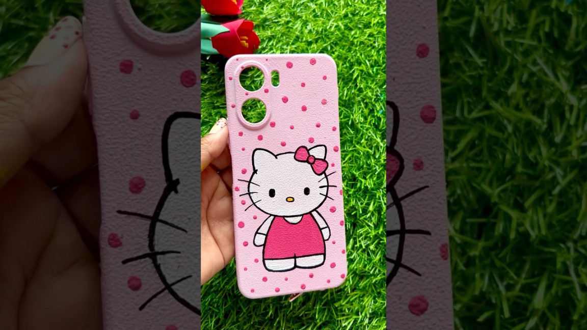 Reuse old mobile cover/ Hello kitty mobile cover painting