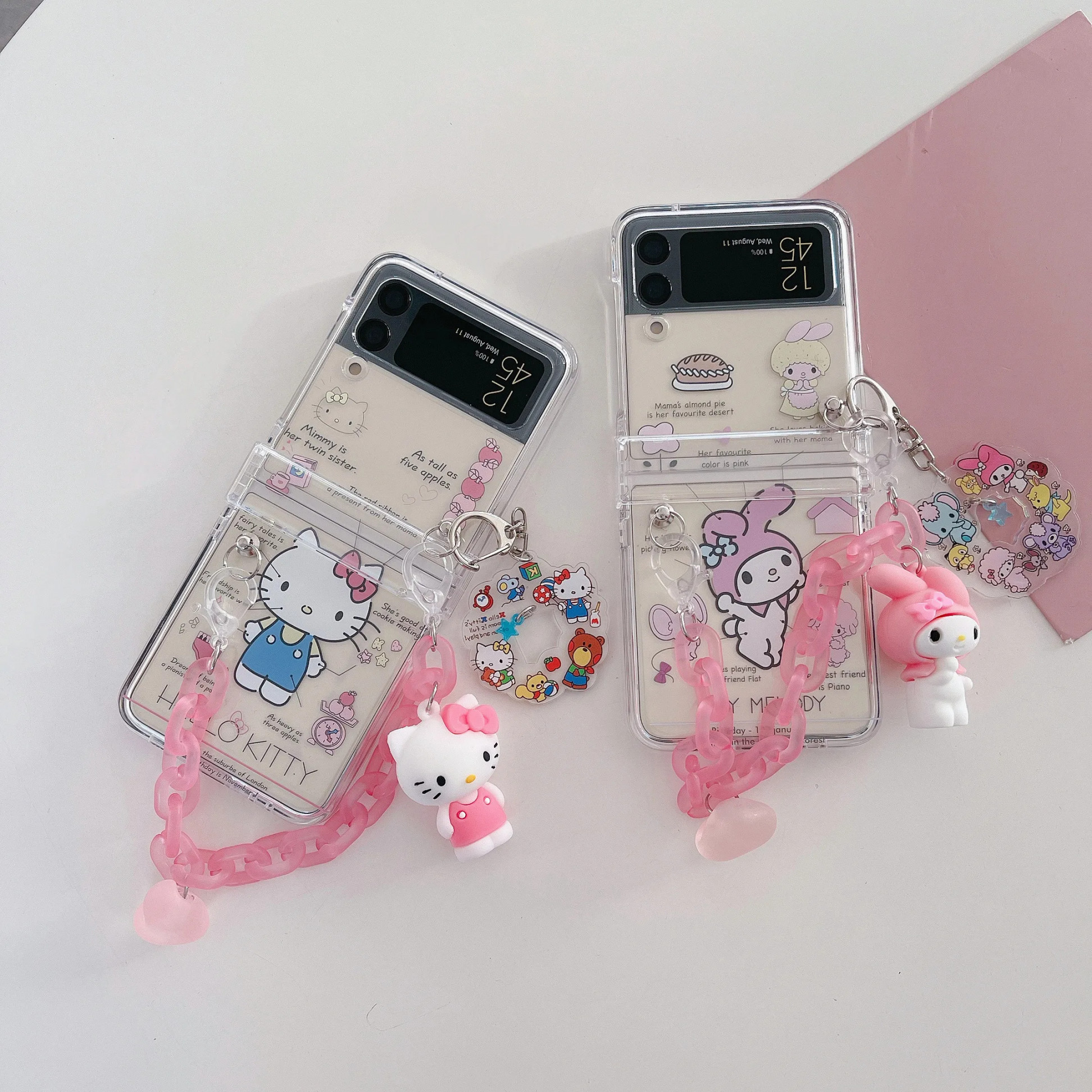 Sanrio Hallo Kitty meine Melodie D Hand kette Handy hülle für Samsung  Galaxy Z Flip    g zflip zflip zflip flip flip flip Abdeckung