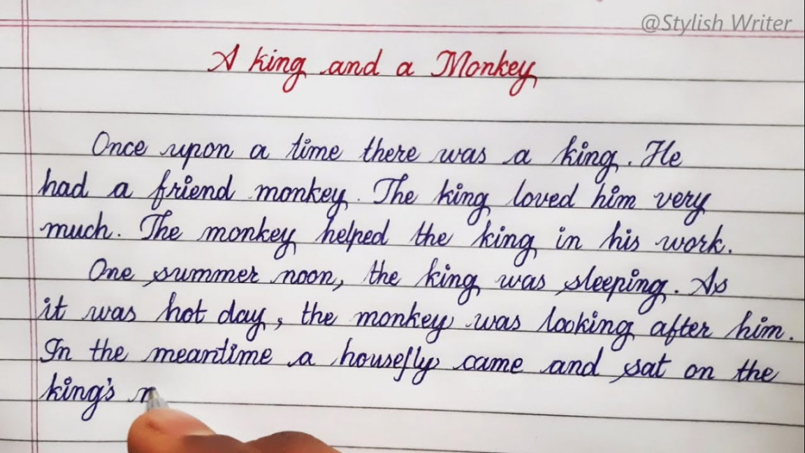 Story: The King and the Monkey  Beautiful cursive handwriting with moral   English Stories for Kids