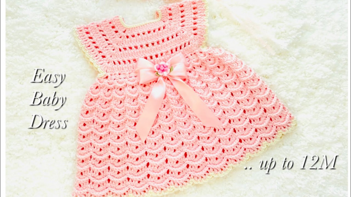 Super Easy Crochet baby dress or frock - months and up to M LEFT HANDED  CROCHET TUTORIAL