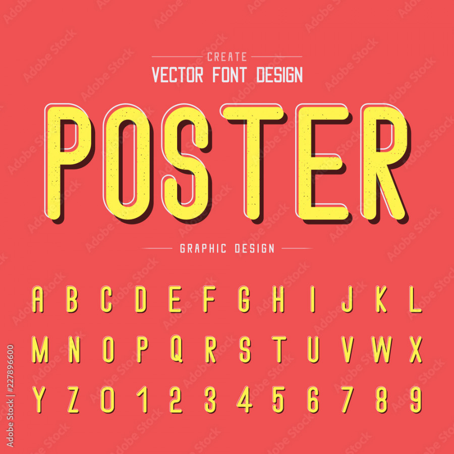 Texture font and grunge alphabet vector, Poster letter and number