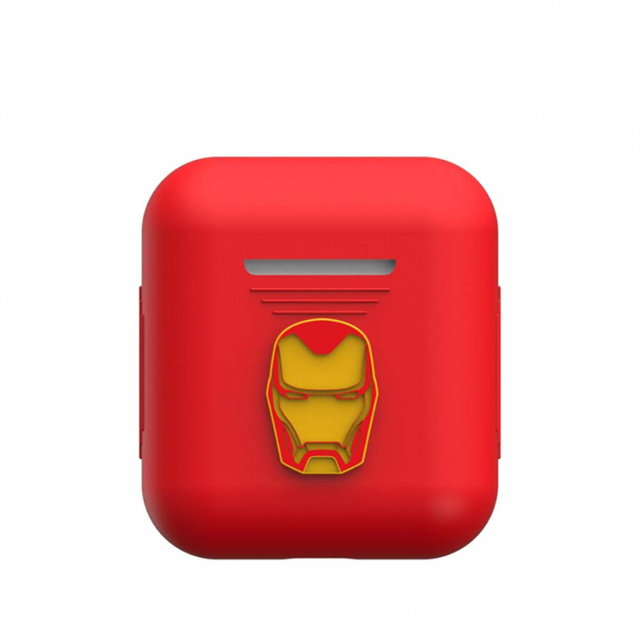 TinPlanet Marvel Avengers Series Schutzhülle aus Silikon kompatibel mit  Apple Airpods  & AirPods  [Front LED nicht sichtbar], Iron Man (rot)