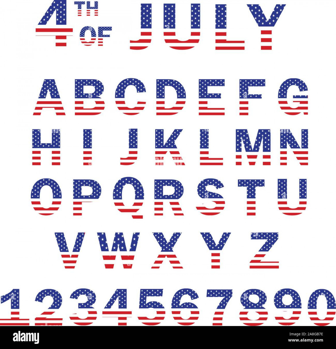 USA Flag Alphabet and Numbers