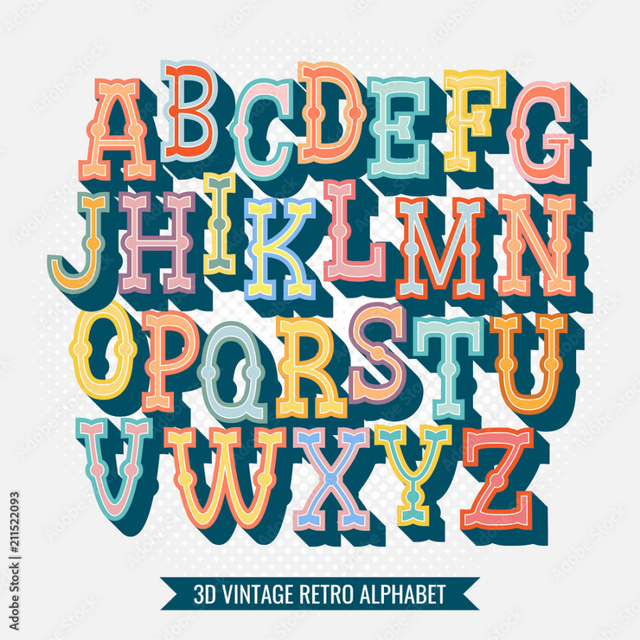 Vintage d serif alphabet made in vector