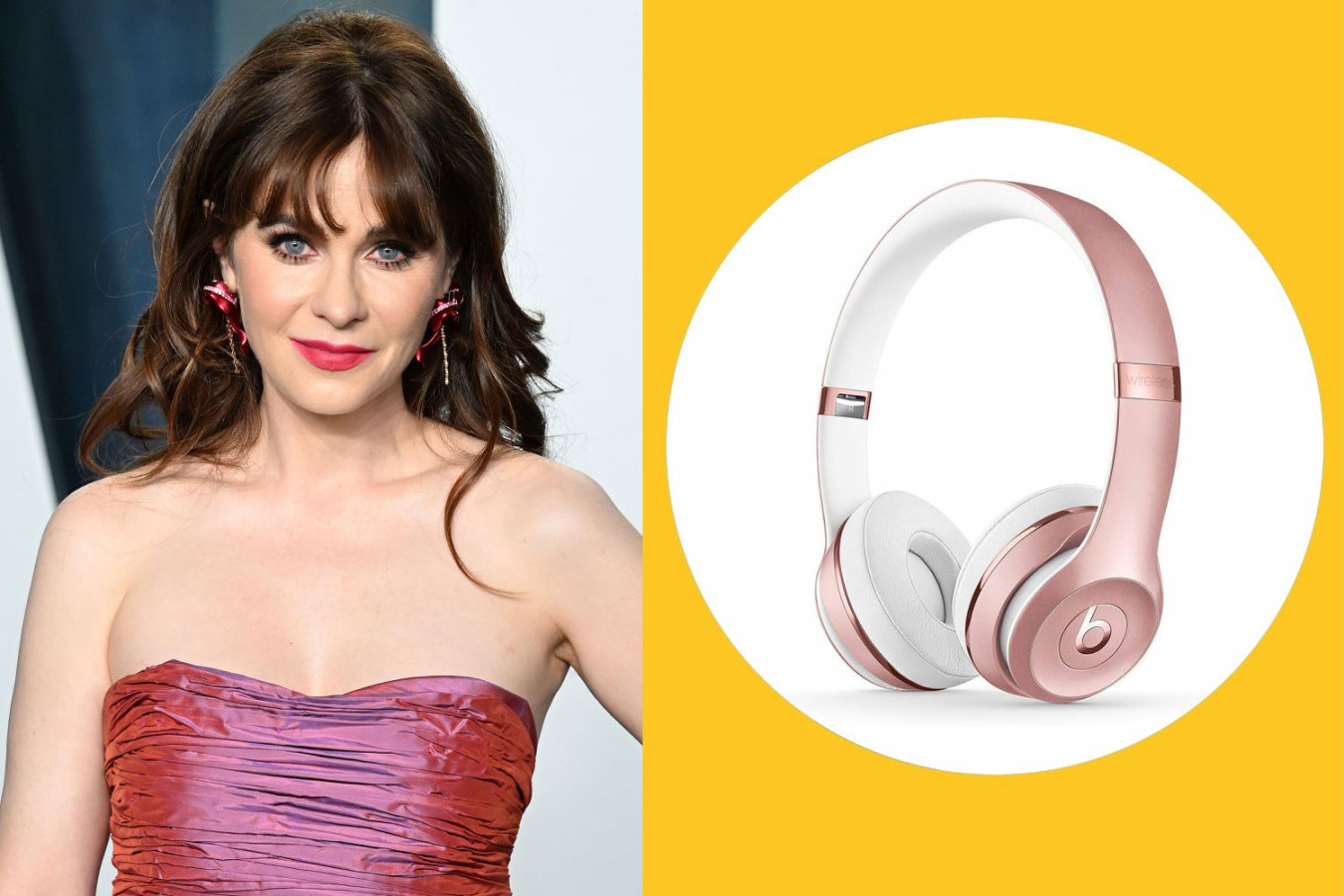 Zooey Deschanel Wears These Pink Beats Headphones, on Sale at Amazon