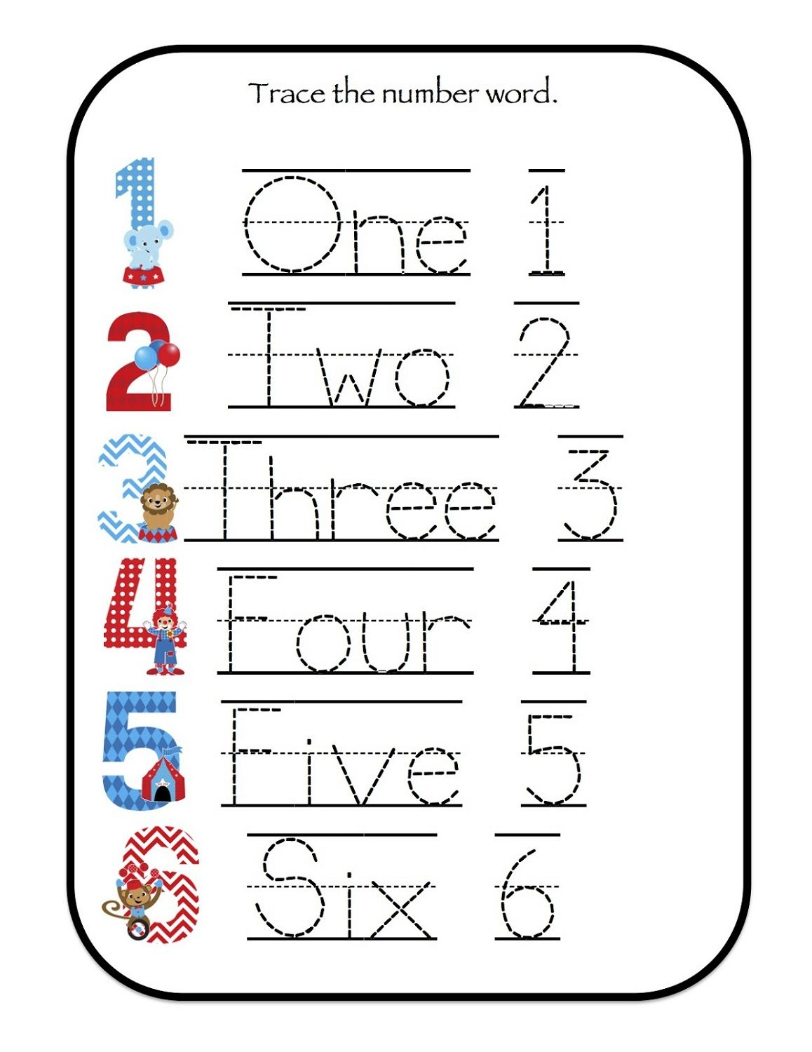 20 Number Tracing Worksheets For Kindergarten