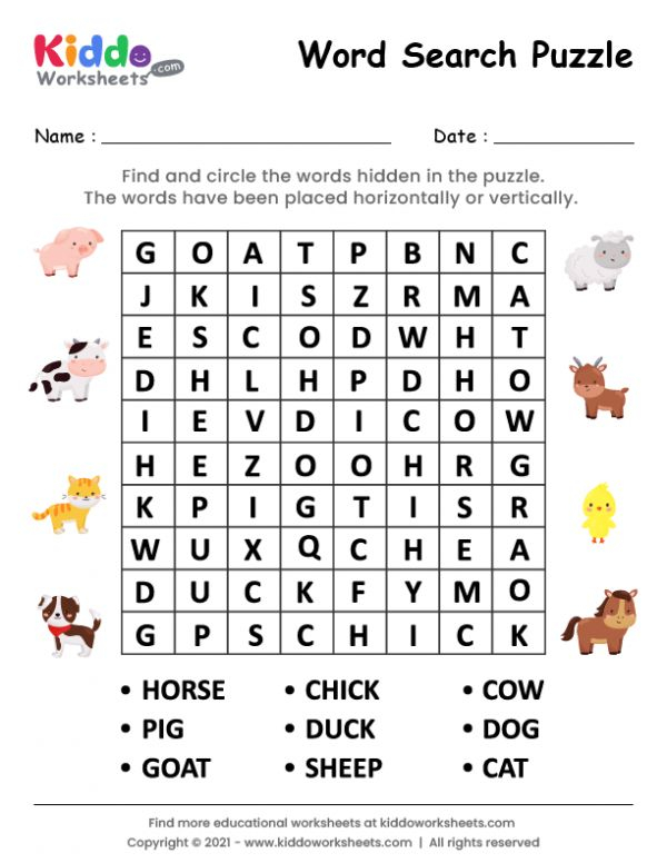 20 Word Search Worksheets For Kindergarten