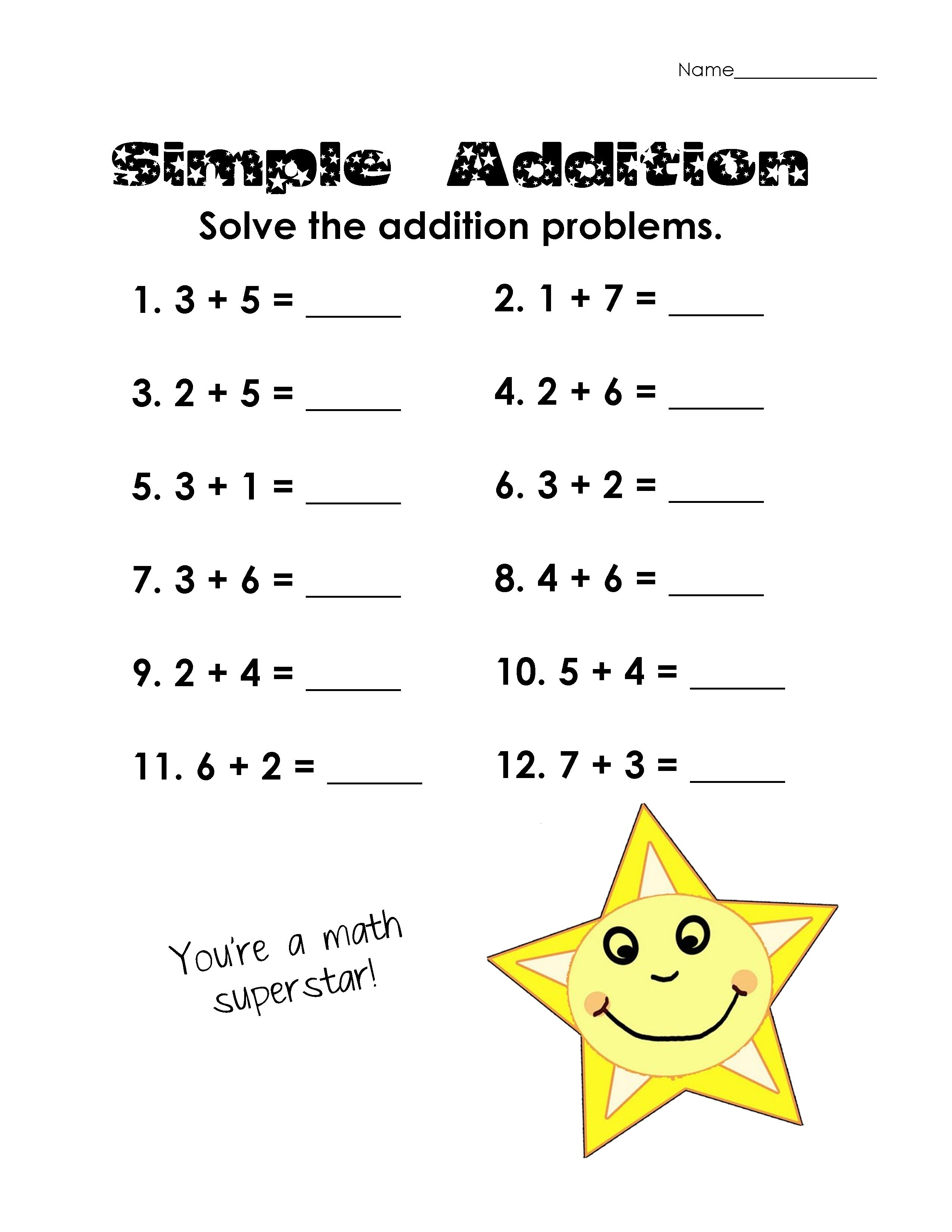 30 Easy Math Addition Worksheets