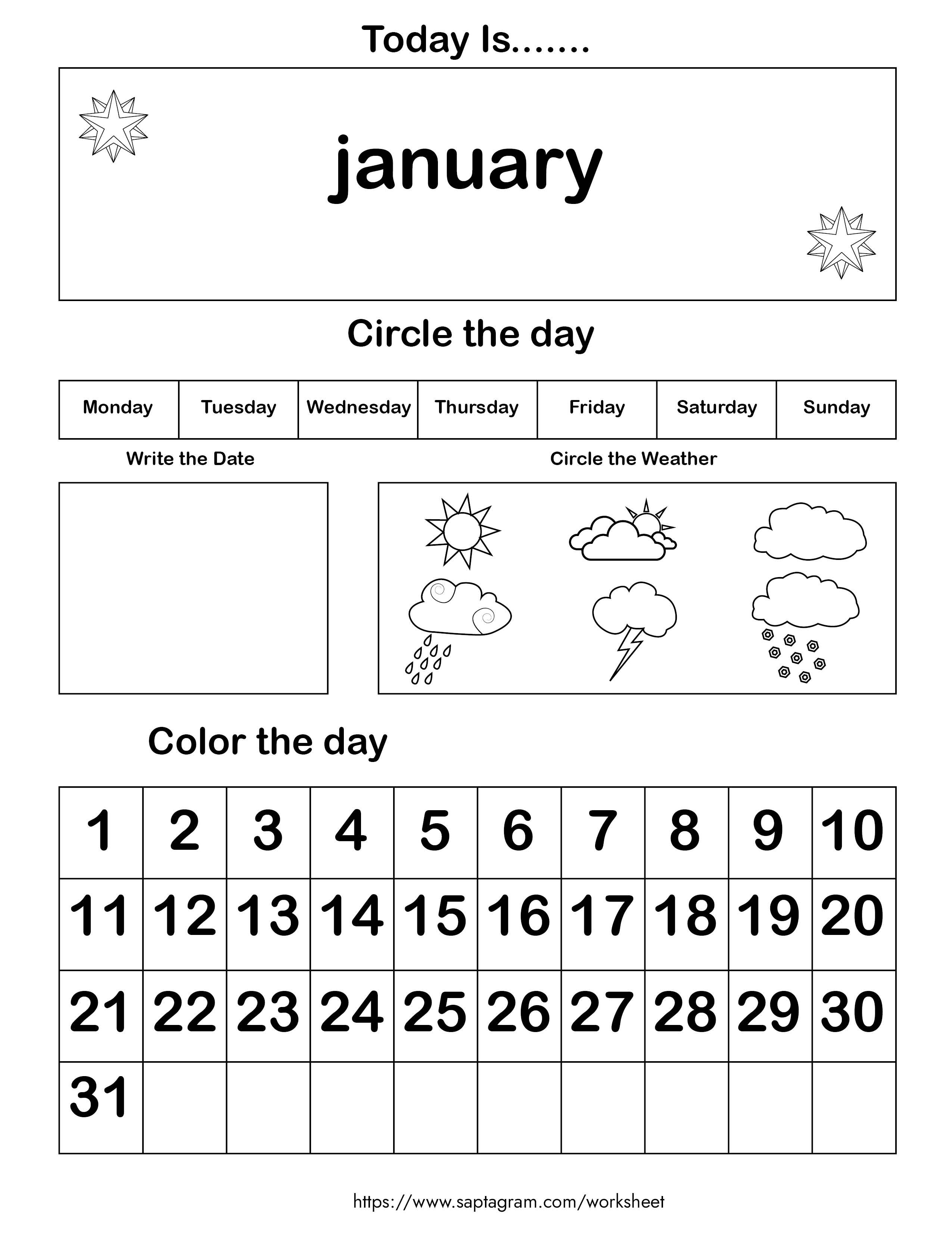 30 Free Calendar Worksheets Kindergarten