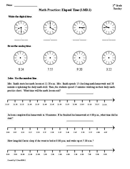 30 Grade 3 Math Worksheets Time