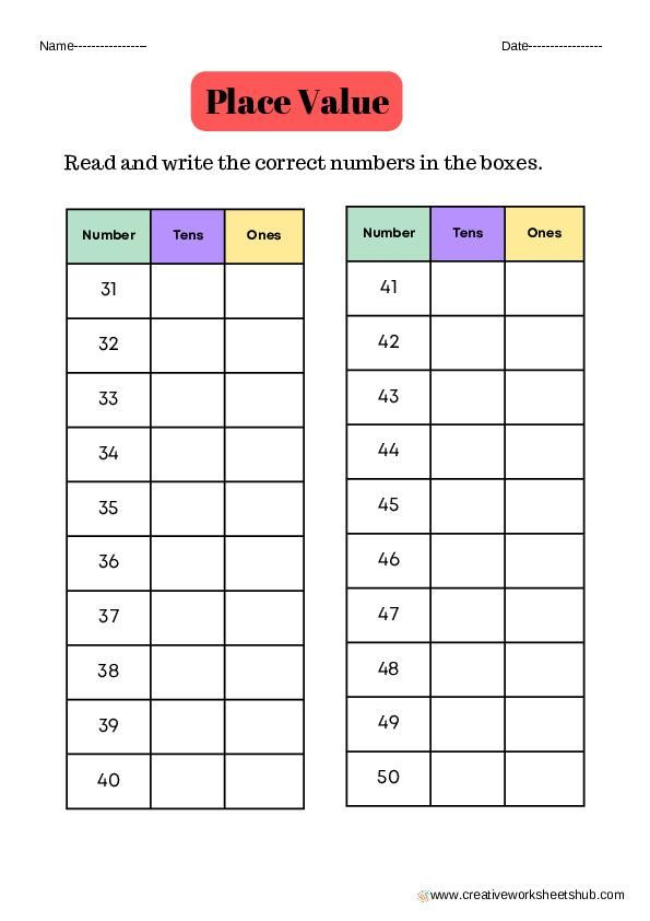 30 Place Value Worksheets For Grade 1 Math