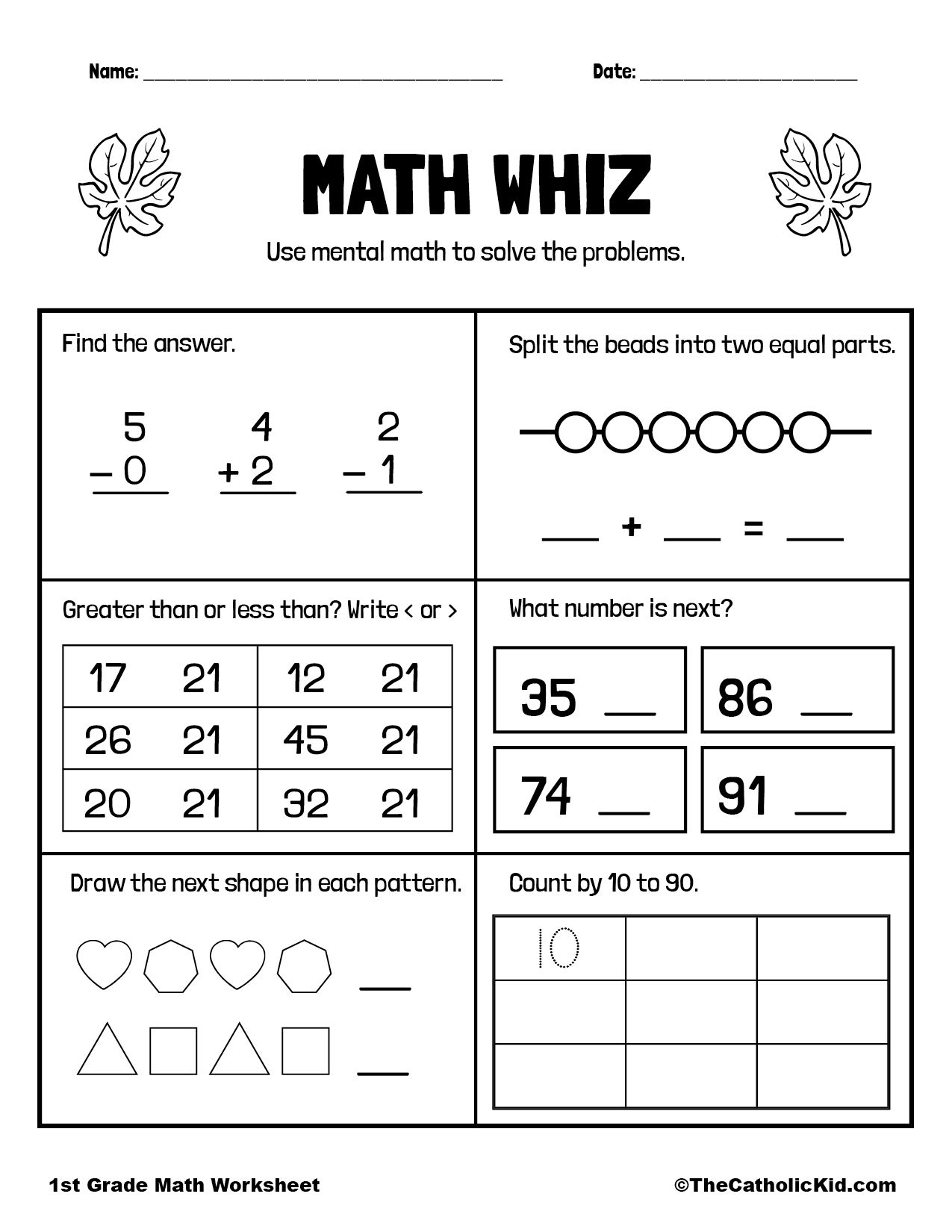 30 Worksheets For 1St Grade English Math Division