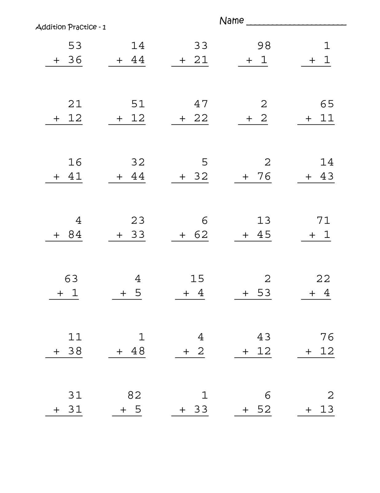 35 Grade 1 Addition Worksheets For Kids