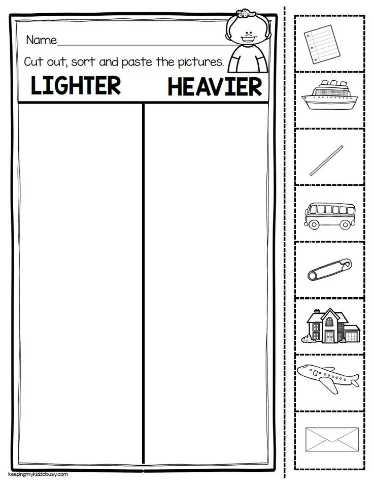 35 Heavy And Light Worksheets Kindergarten Printable