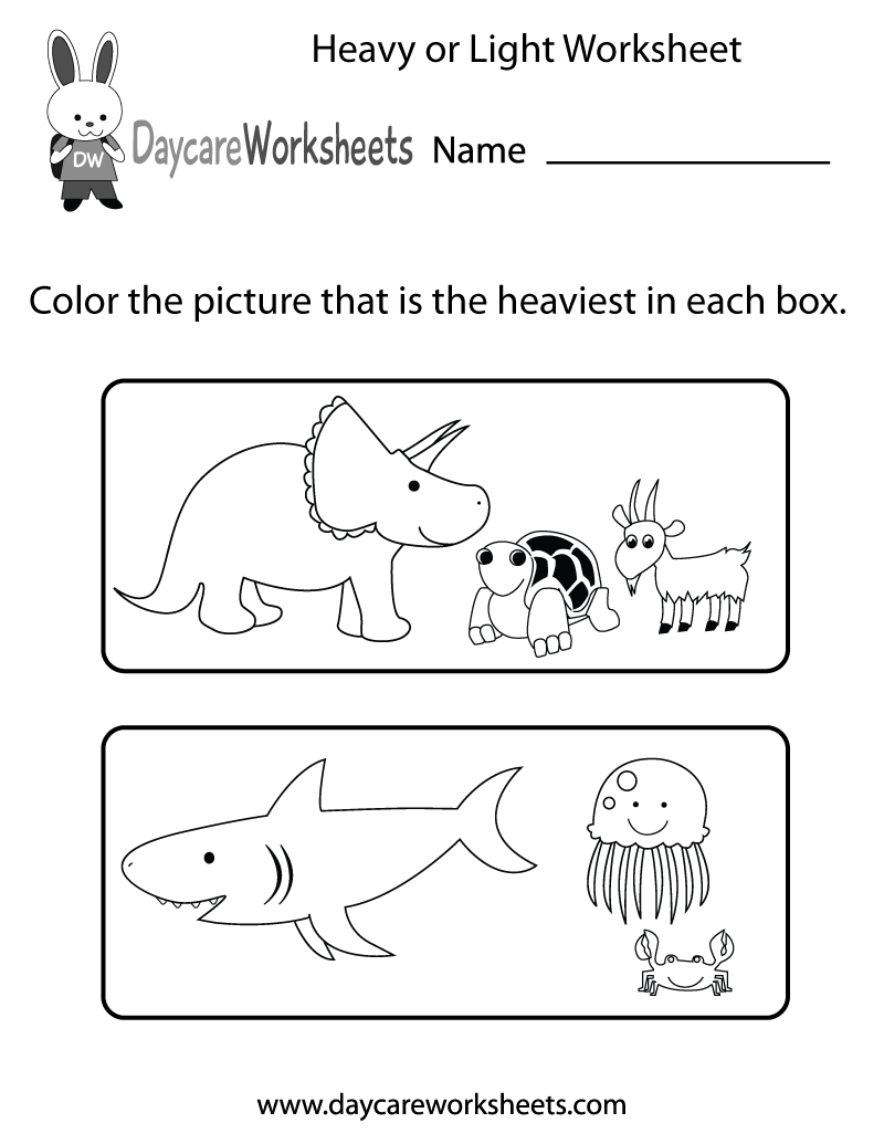 35 Heavy And Light Worksheets Kindergarten Printable