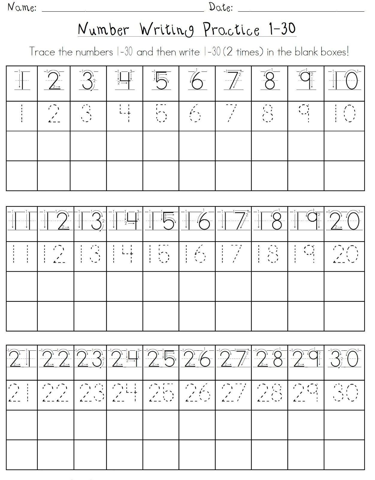 35 Number Tracing Worksheets For Kindergarten