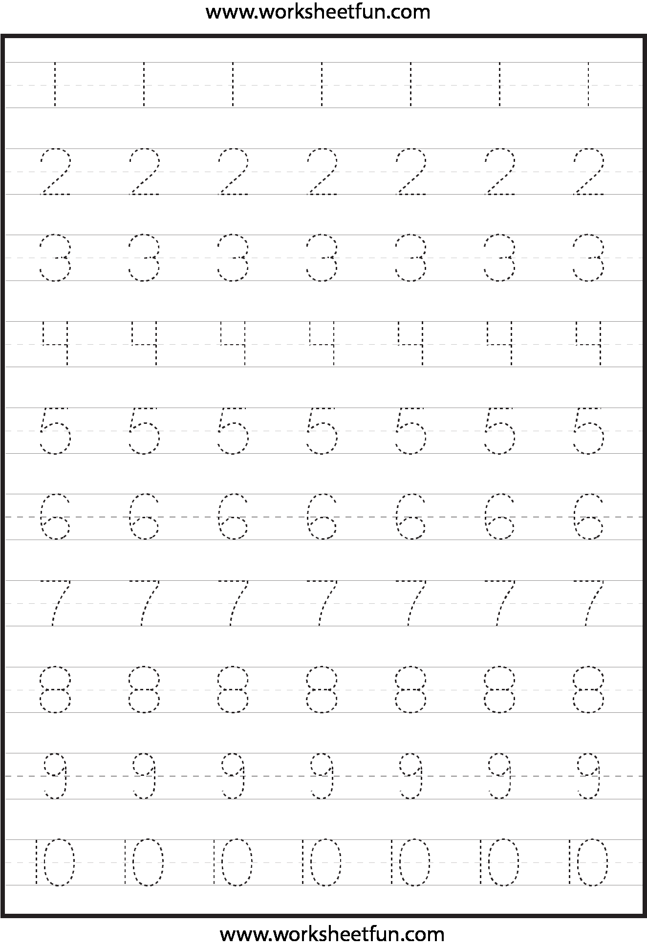 35 Number Tracing Worksheets For Kindergarten