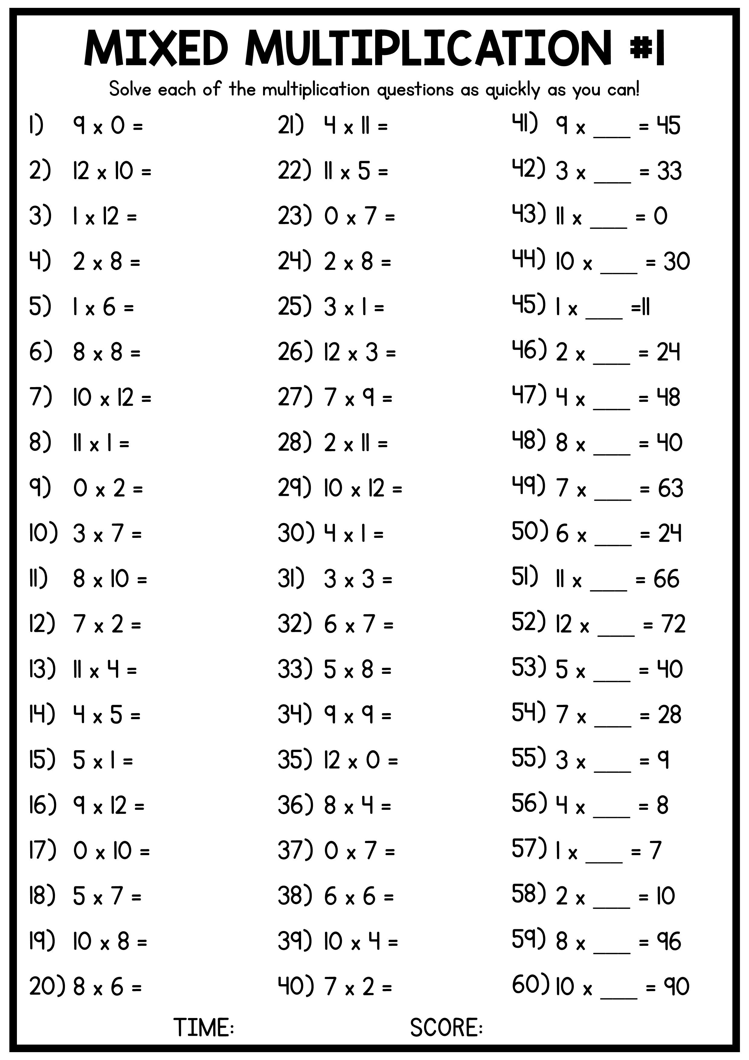 35 Printable Multiplication Worksheets 3Rd Grade