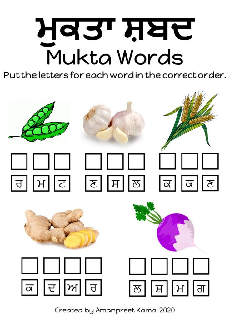 35 Punjabi Worksheets For Kindergarten Matching