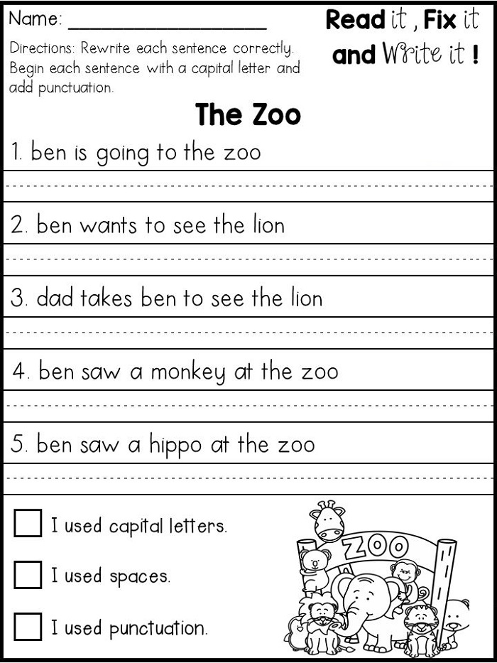 35 Writing For 1St Grade Worksheets