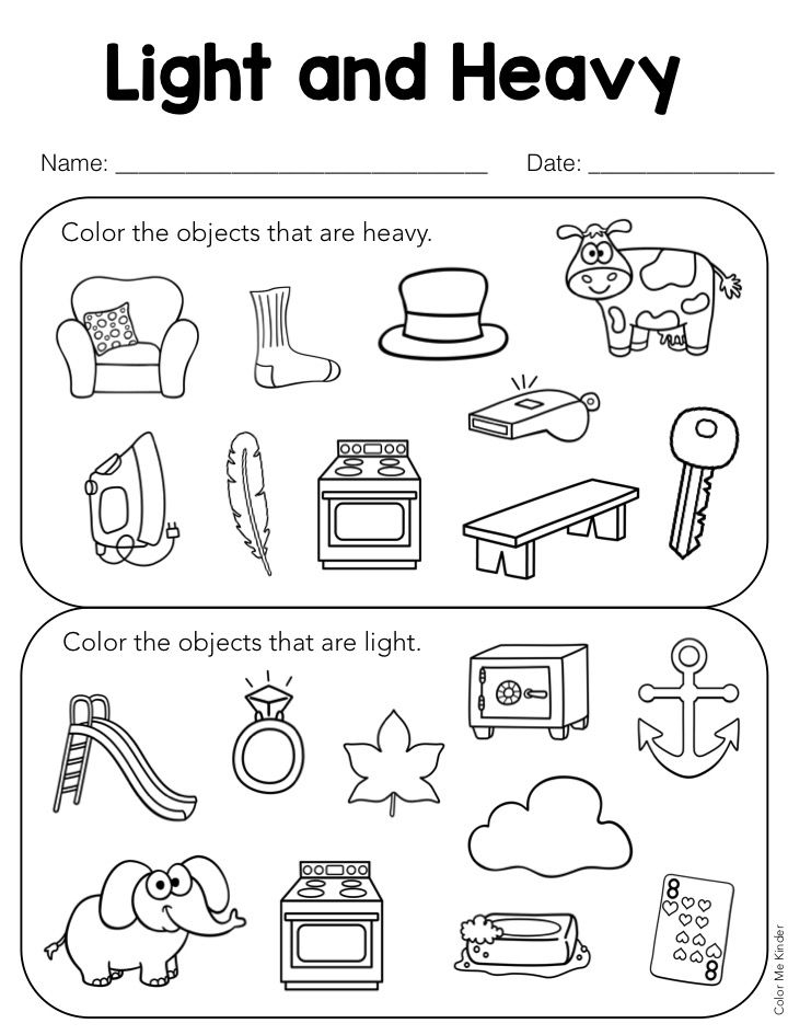 21 Heavy And Light Worksheets Kindergarten Printable