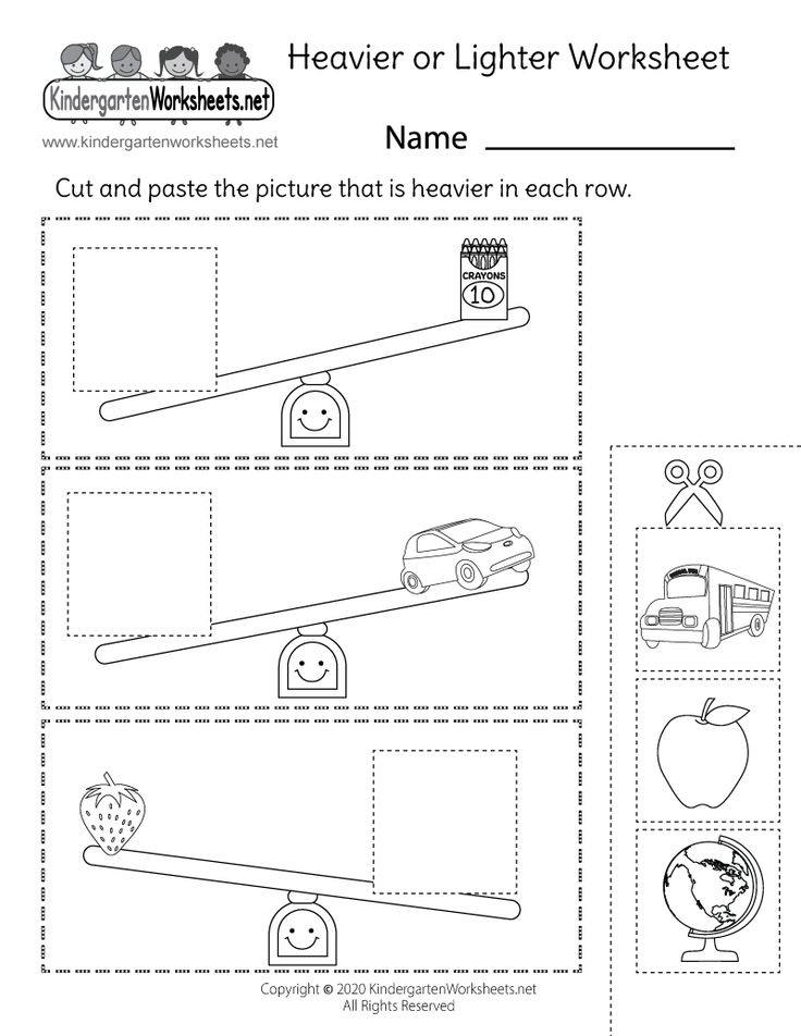 21 Heavy And Light Worksheets Kindergarten Printable