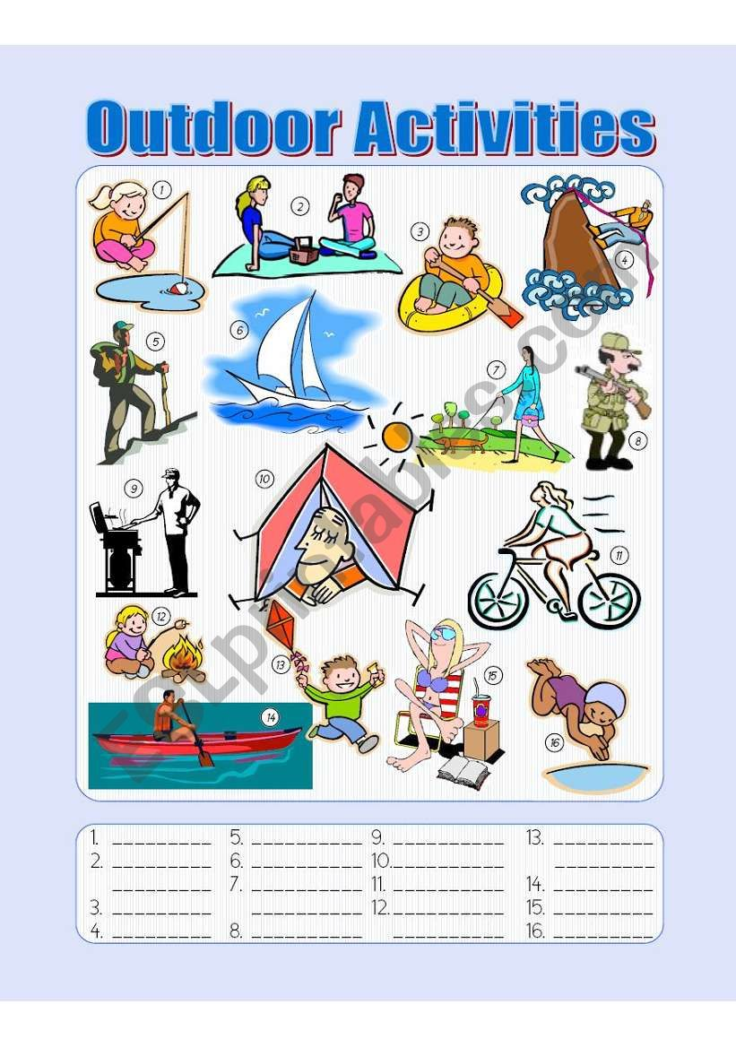 21 Indoor And Outdoor Games Worksheets For Kindergarten