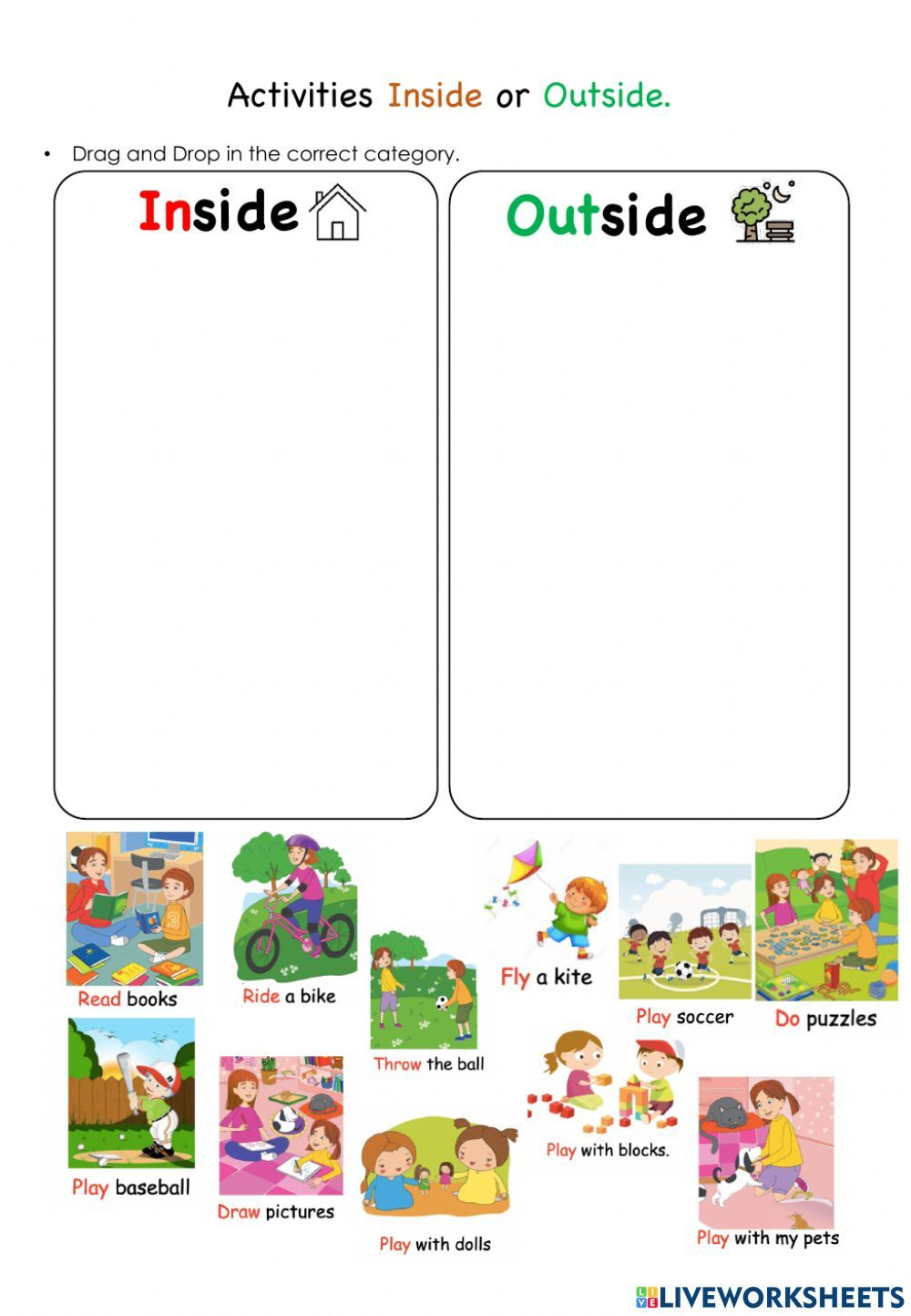 21 Indoor And Outdoor Games Worksheets For Kindergarten