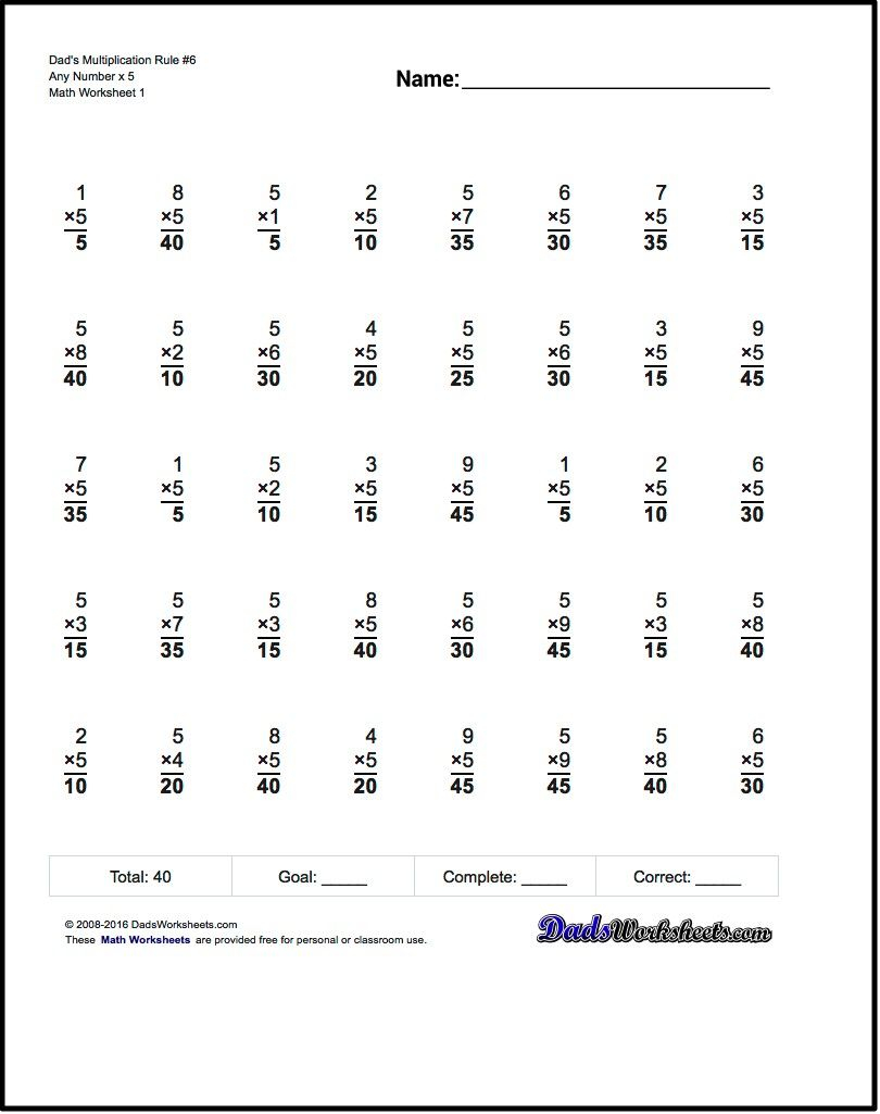 21 Multiplication Worksheets 6 To 9