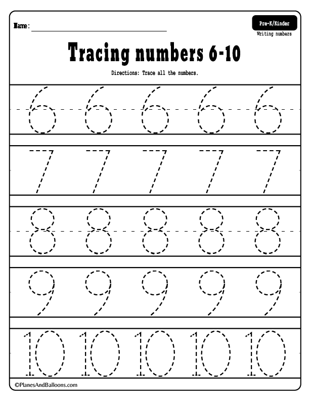 21 Number Tracing Worksheets For Kindergarten