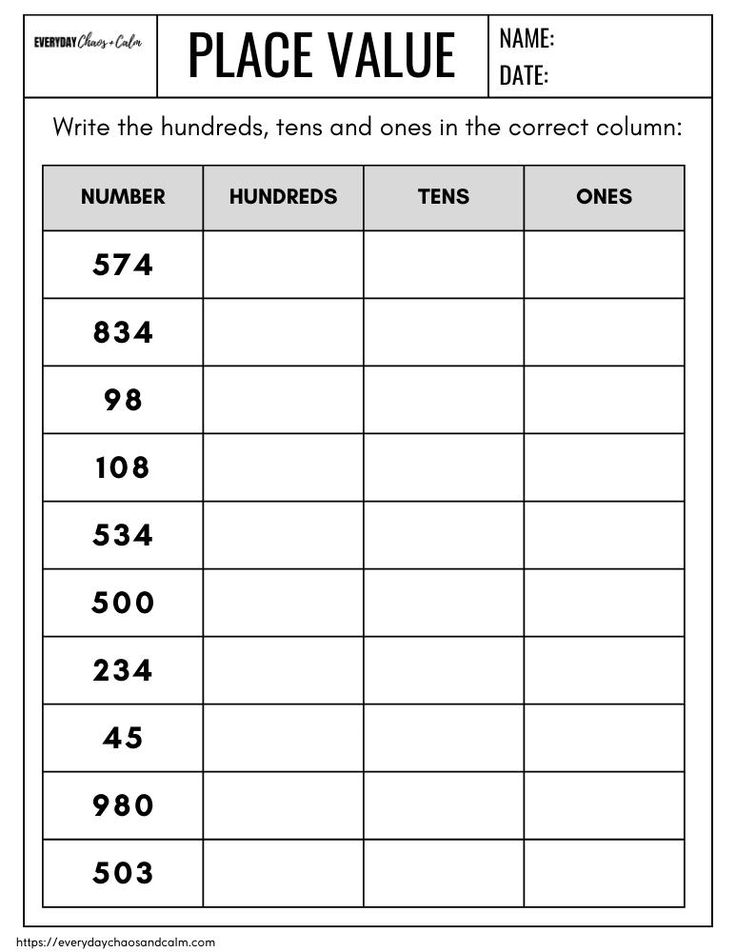 21 Place Value Worksheets For Grade 1 Math