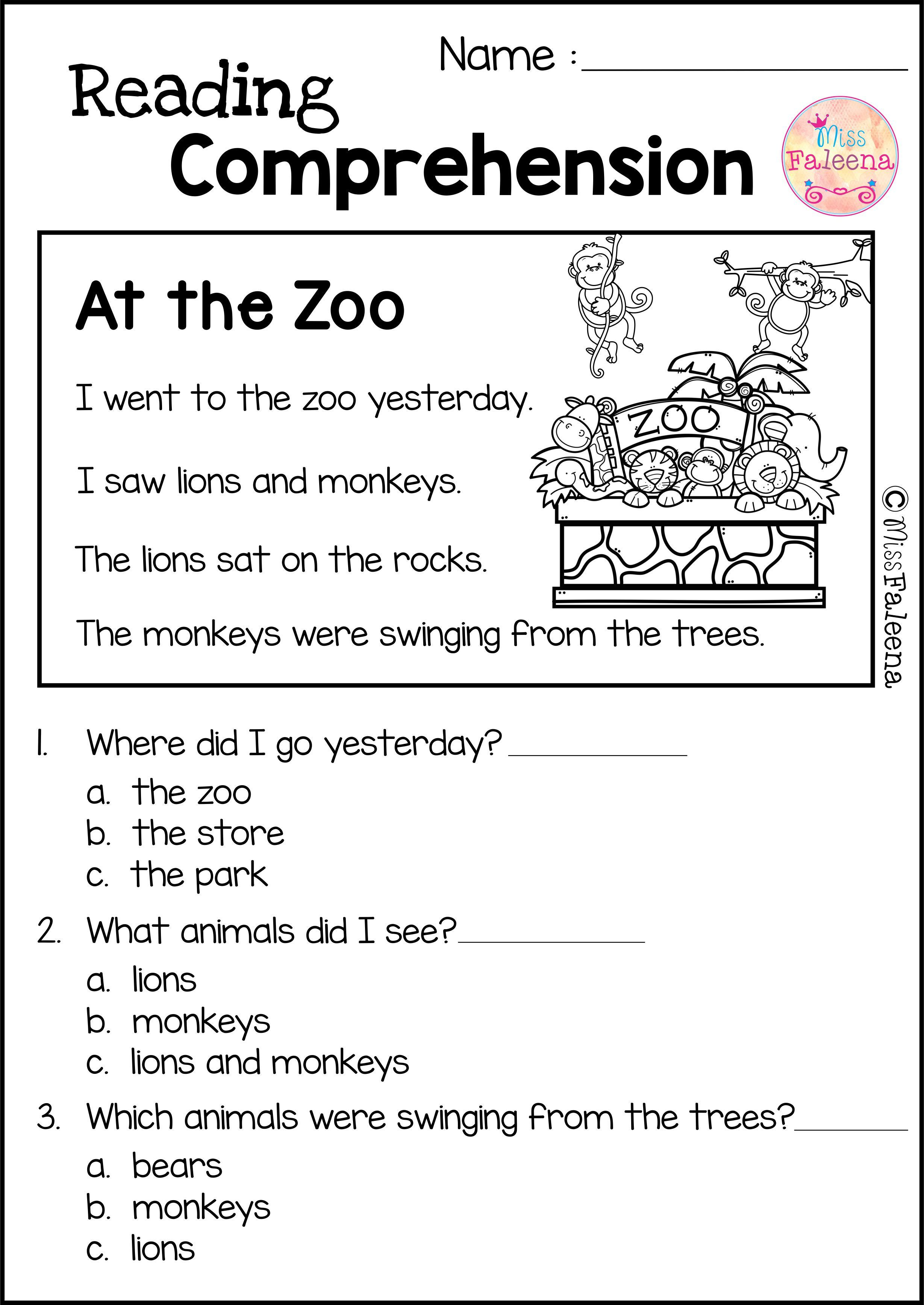 21 Reading Comprehension Worksheets Kindergarten English