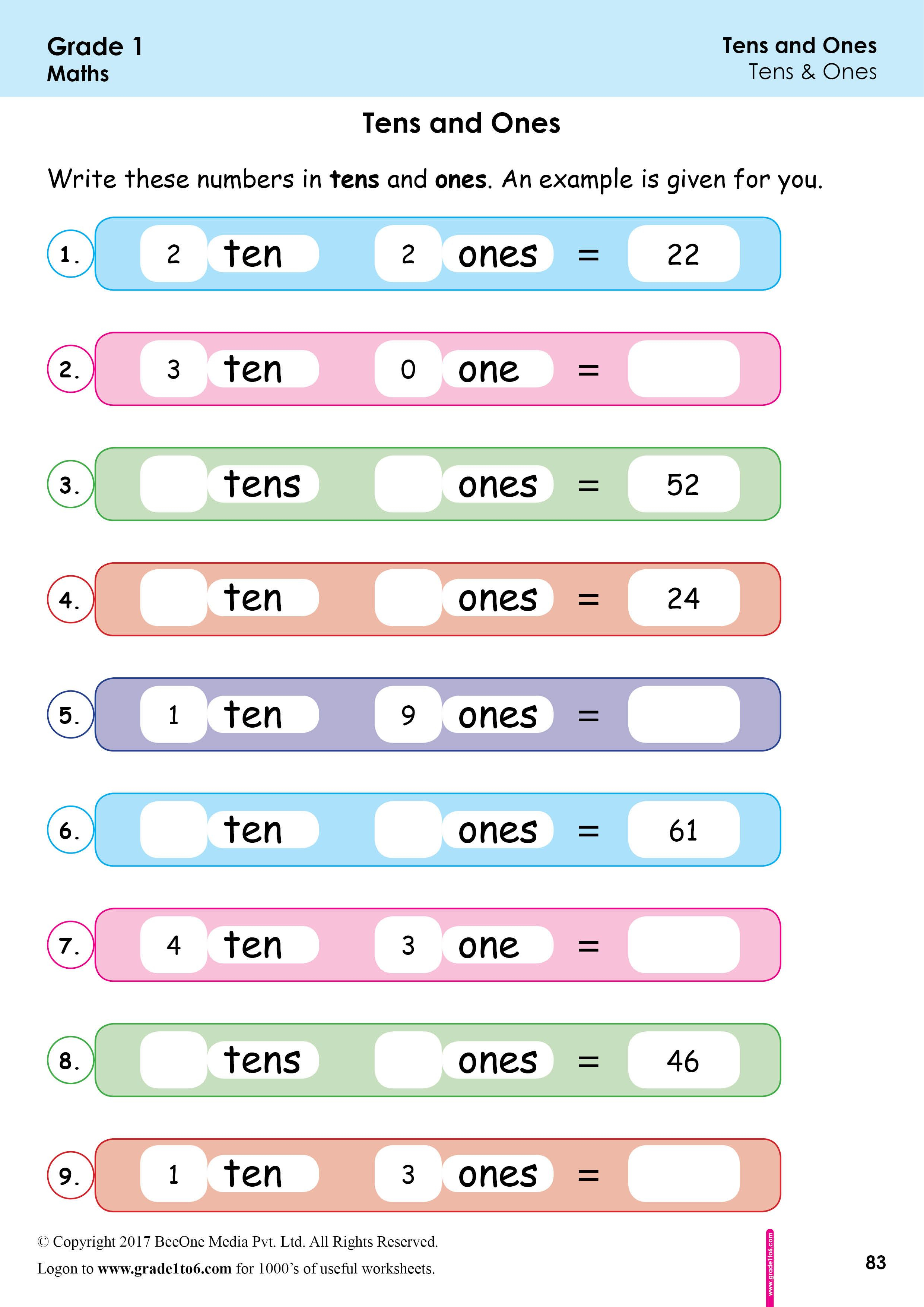 21 Worksheets For 1St Grade English Math Division