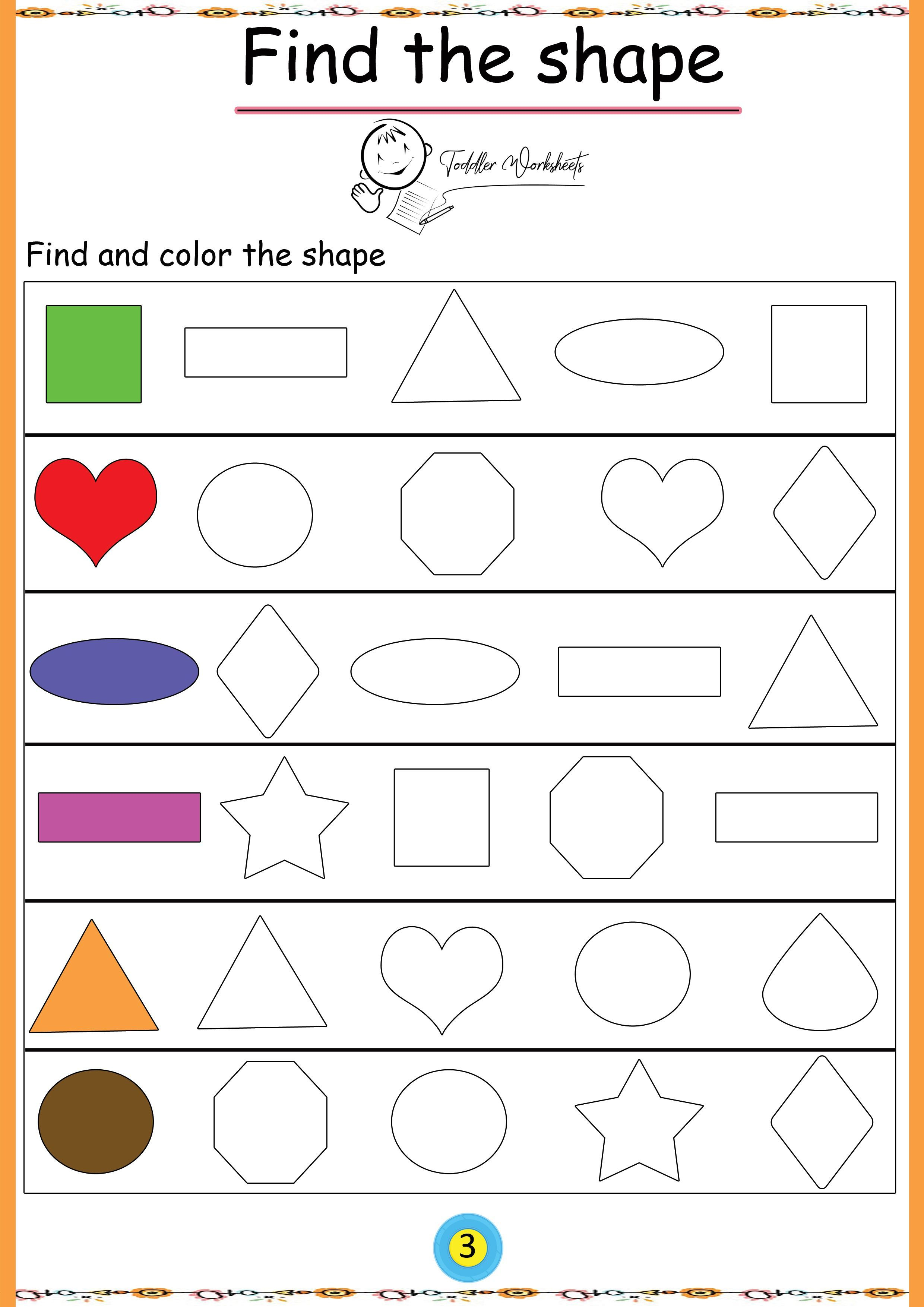 21 Worksheets For Preschool Kindergarten To Trace Shapes, Colors