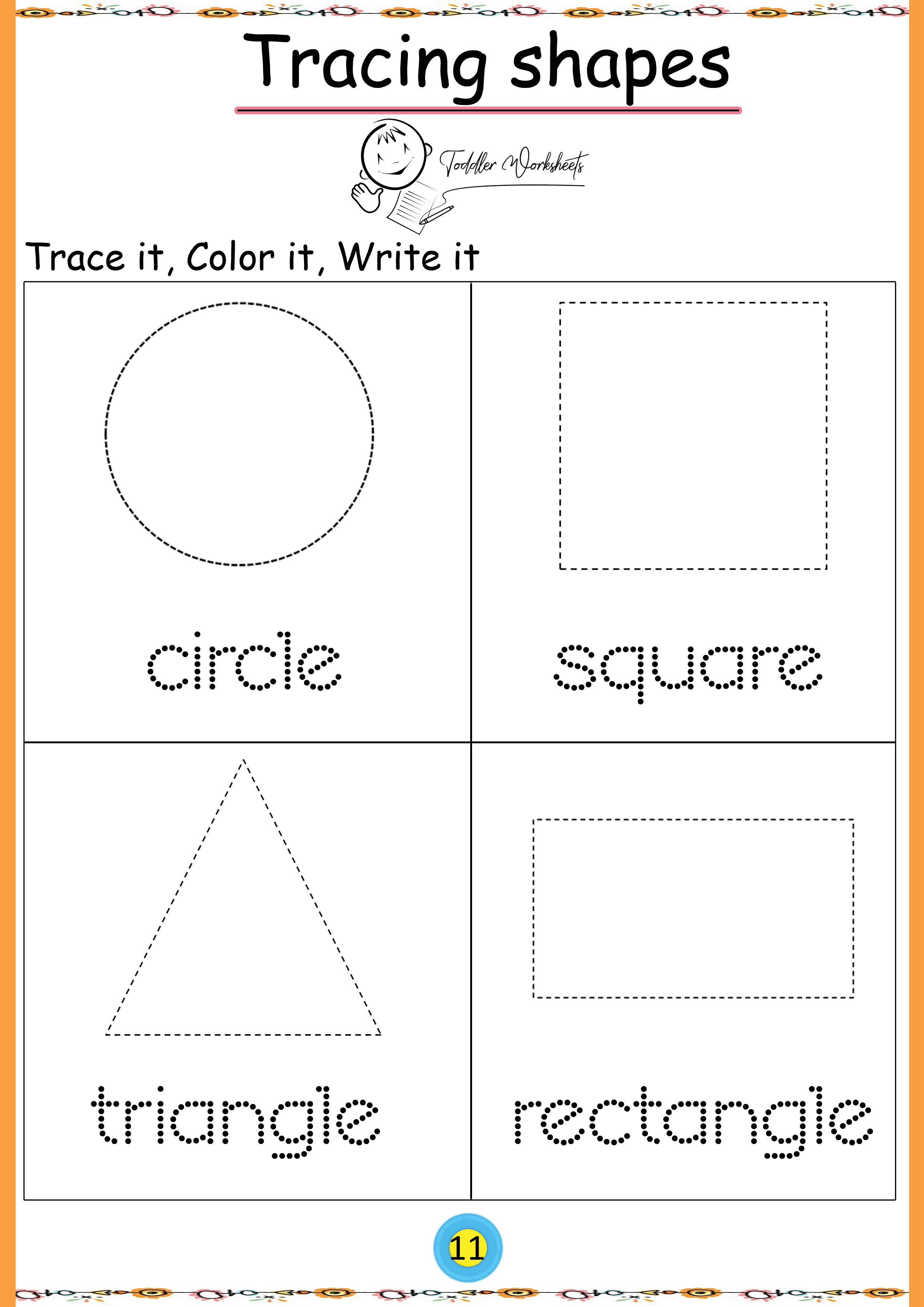 21 Worksheets For Preschool Kindergarten To Trace Shapes, Colors