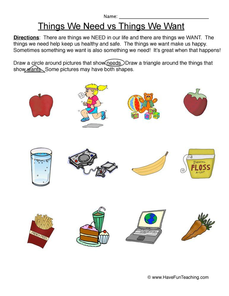 20 Basic Needs Worksheets For Kids Kindergarten