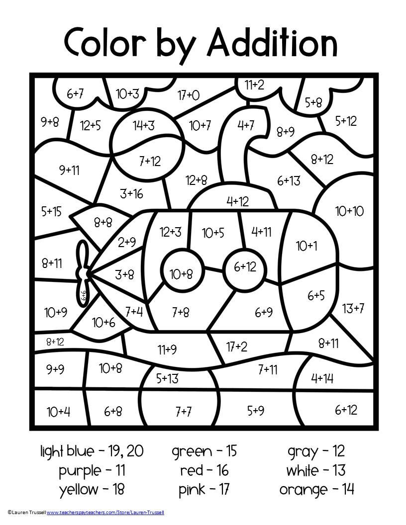 20 Color Addition Worksheets 2Nd