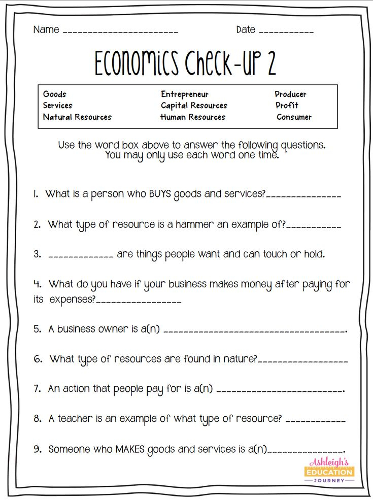 20 Economics Worksheets For 2Nd Grade