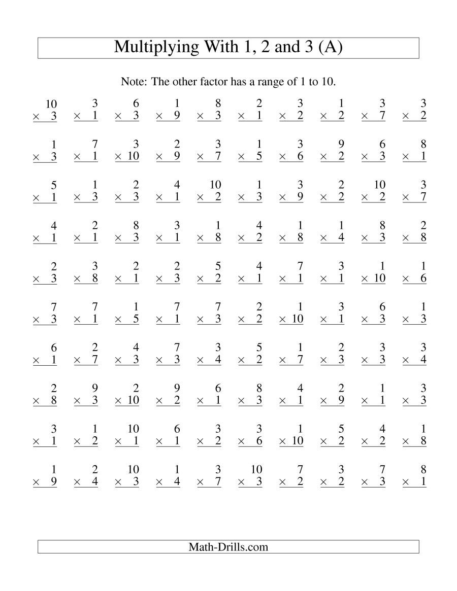 20 Grade 4 Multiplication Worksheets 1-10