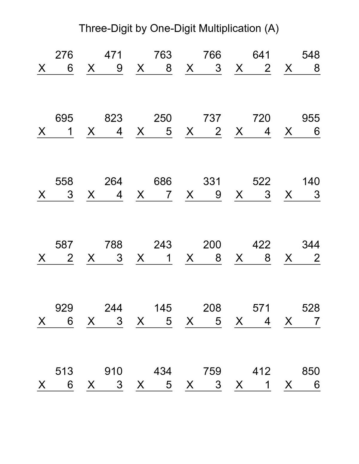 20 Grade 4 Multiplication Worksheets 1-10