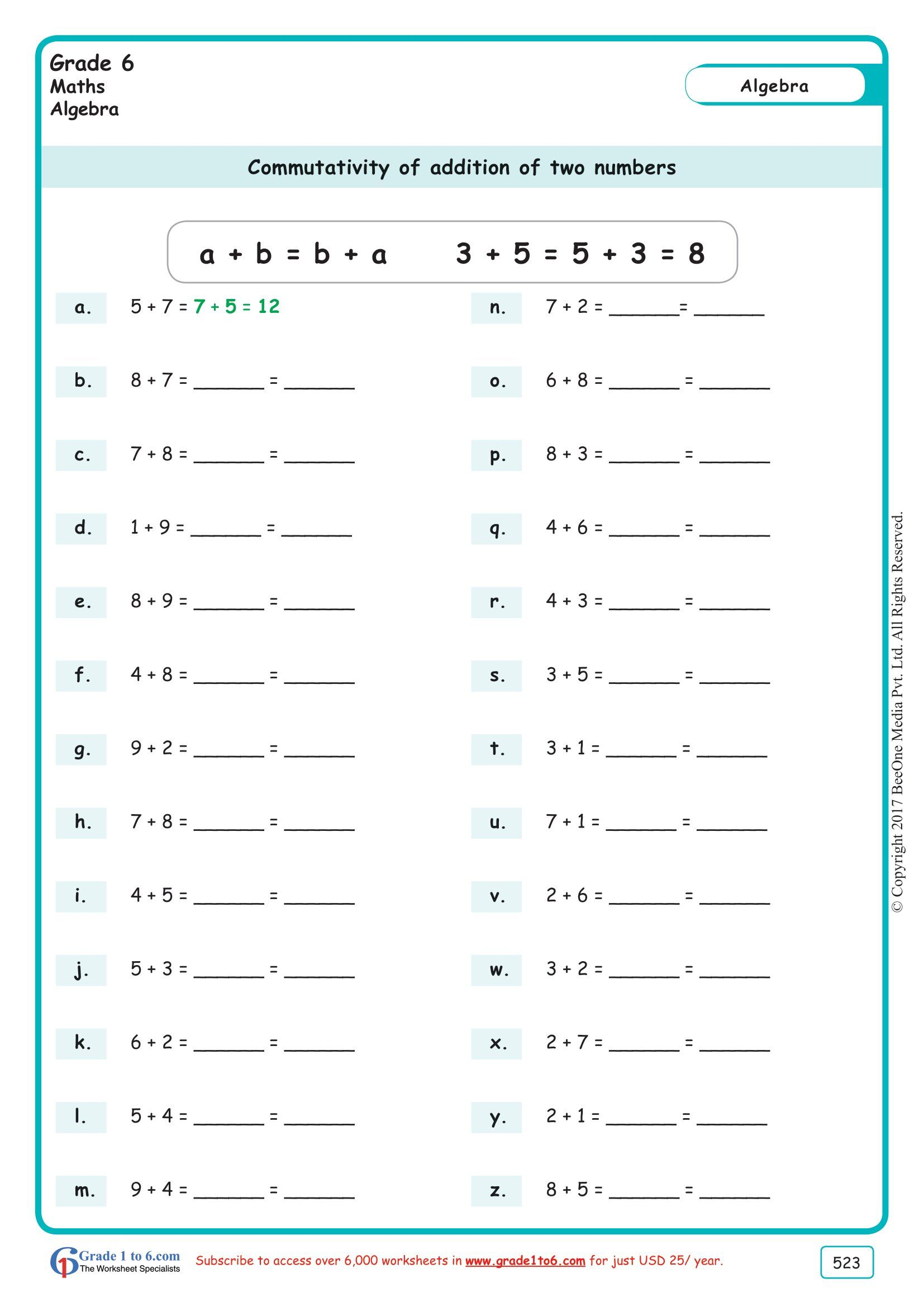 20 Grade 6 Math Worksheets Term 3