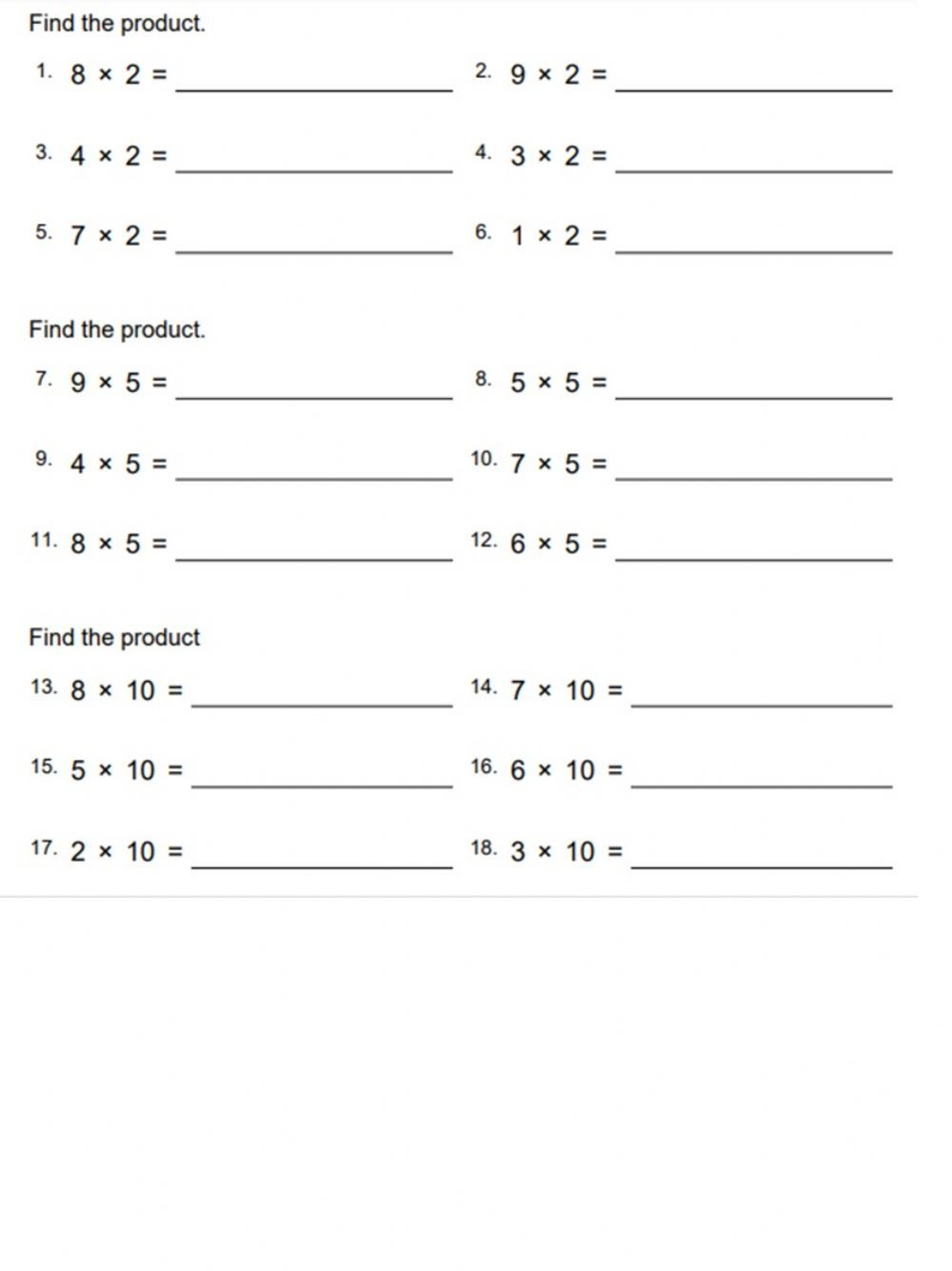 20 Multiplication By 2 Worksheets Grade 1