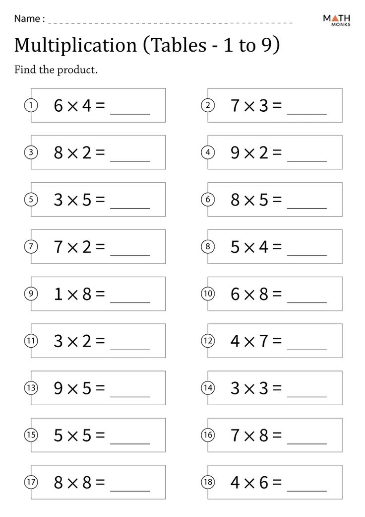 20 Multiplication Worksheets 6 To 9