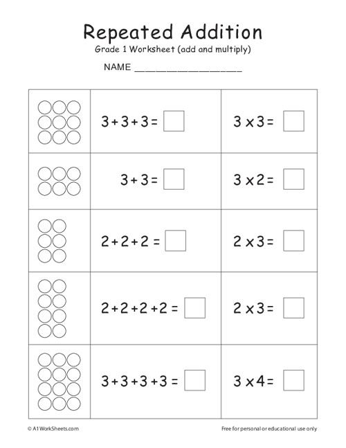 20 Multiplication Worksheets Repeated Addition