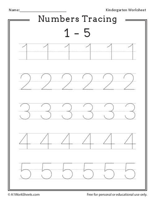 20 Number Tracing Worksheets For Kindergarten