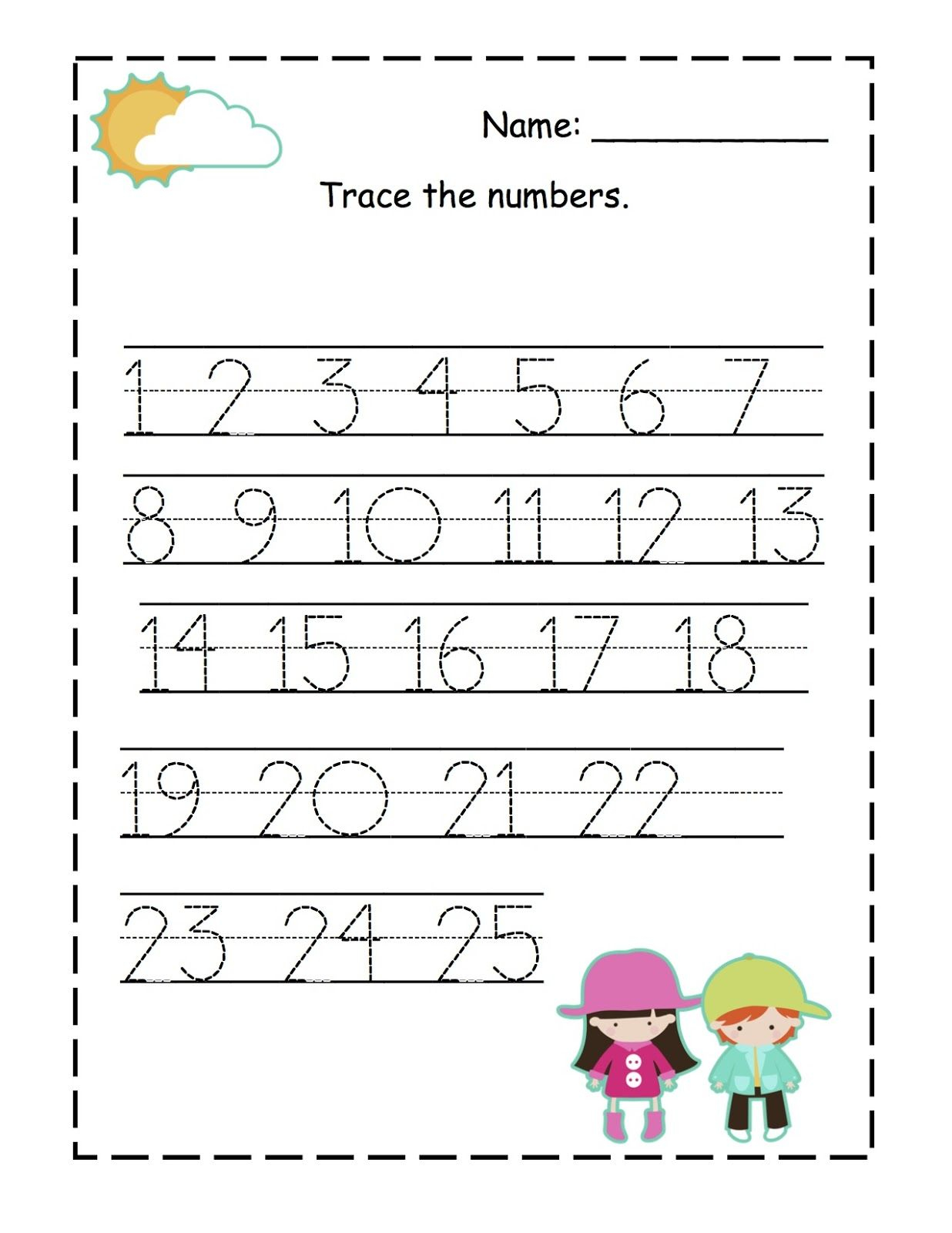 20 Number Tracing Worksheets For Kindergarten