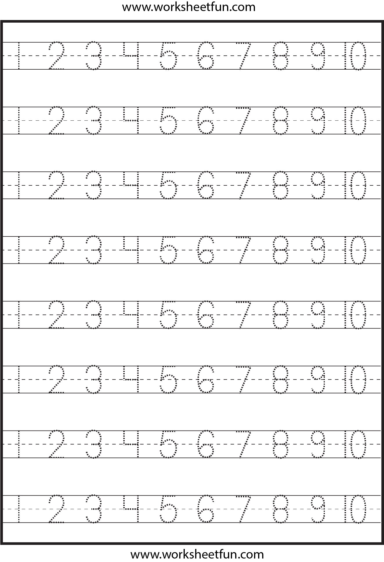 20 Number Tracing Worksheets For Kindergarten