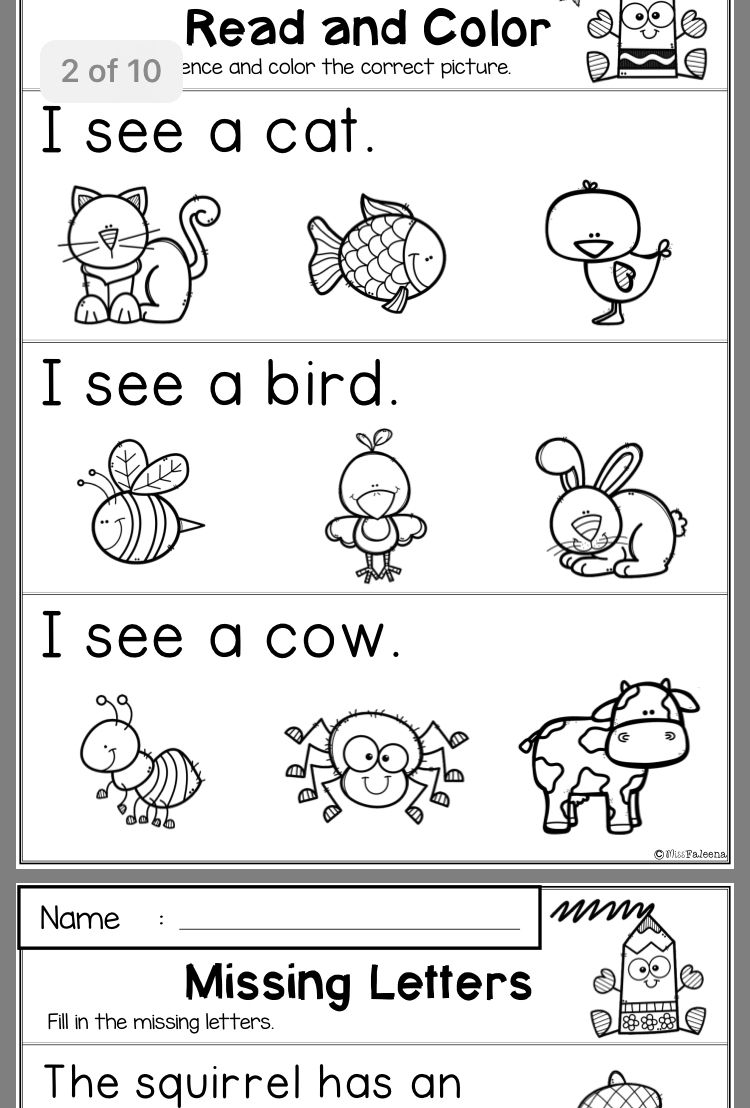 20 Printable Kindergarten Reading Worksheets