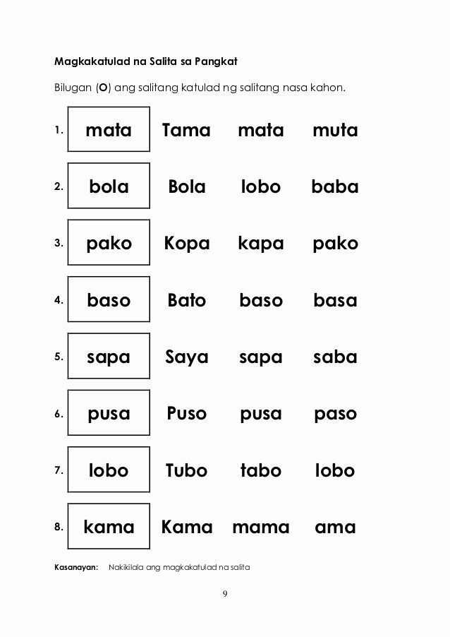 20 Reading Practice Worksheets Kindergarten Tagalog