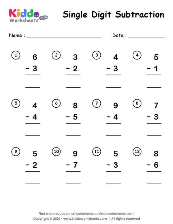 20 Subtraction Worksheets Kindergarten Free